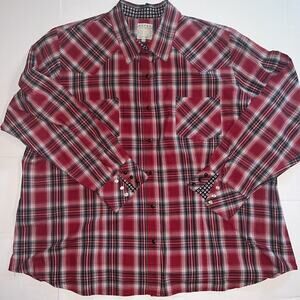 Roper Pearl Snap Women's Long Sleeve Rodeo Red Cowboy Shirt 3X